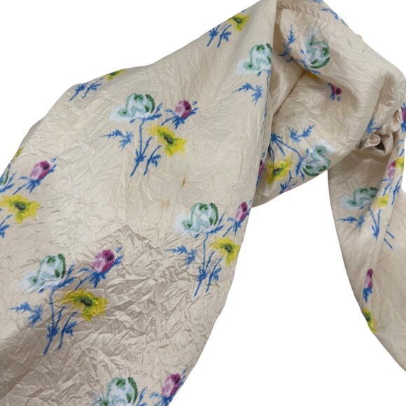 Ganni Floral Crinkled Satin Off-Shoulder Slit Maxi Dress Bell Sleeves Size 36 - Picture 11 of 16